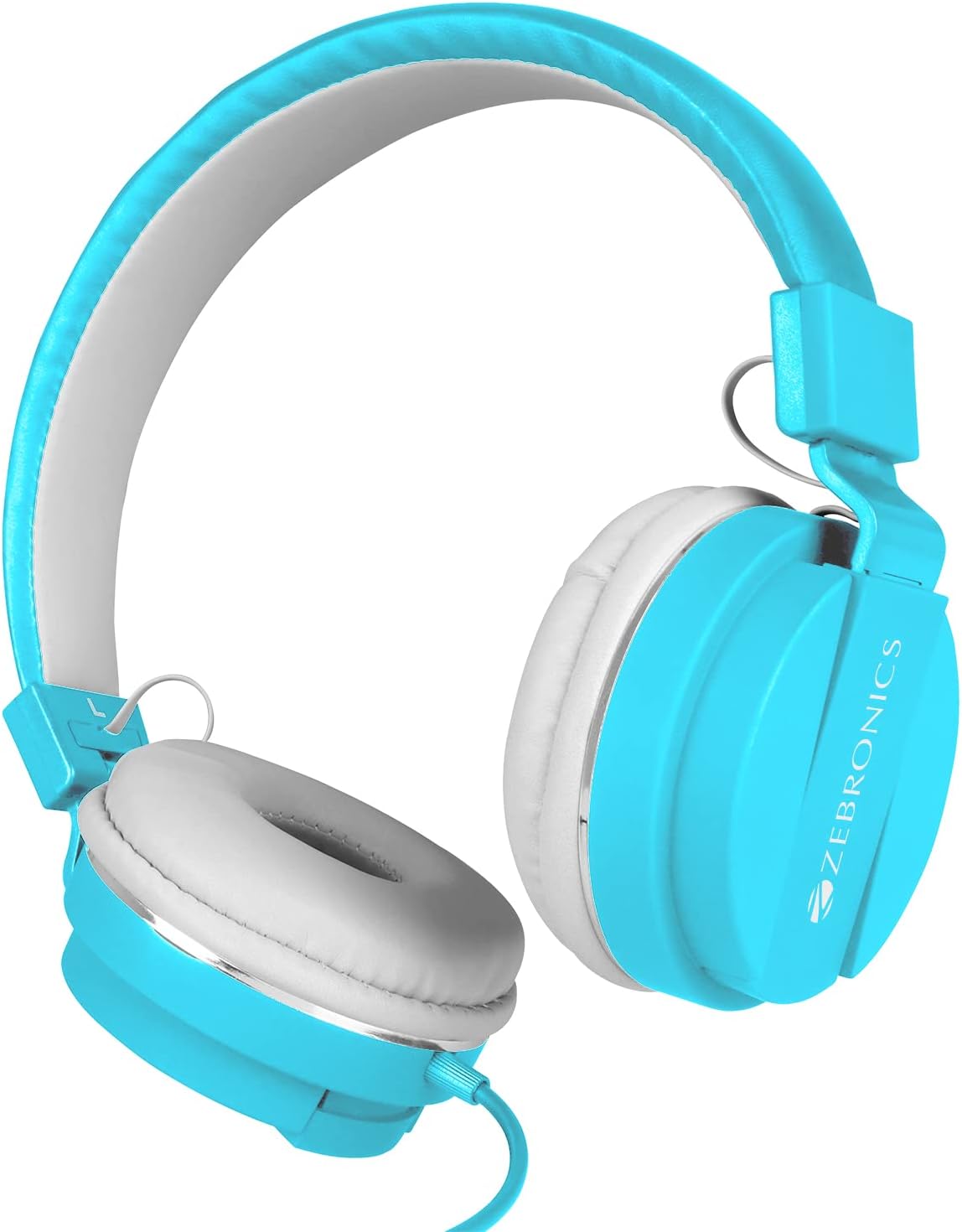 Zebronics Zeb-Storm Wired On Ear Headphone with 3.5mm Jack, Built in Microphone for Calling, 1.5 Meter Cable, Soft Ear Cushion, Adjustable Headband, Foldable Ear Cups and Lightweight Design (Blue)