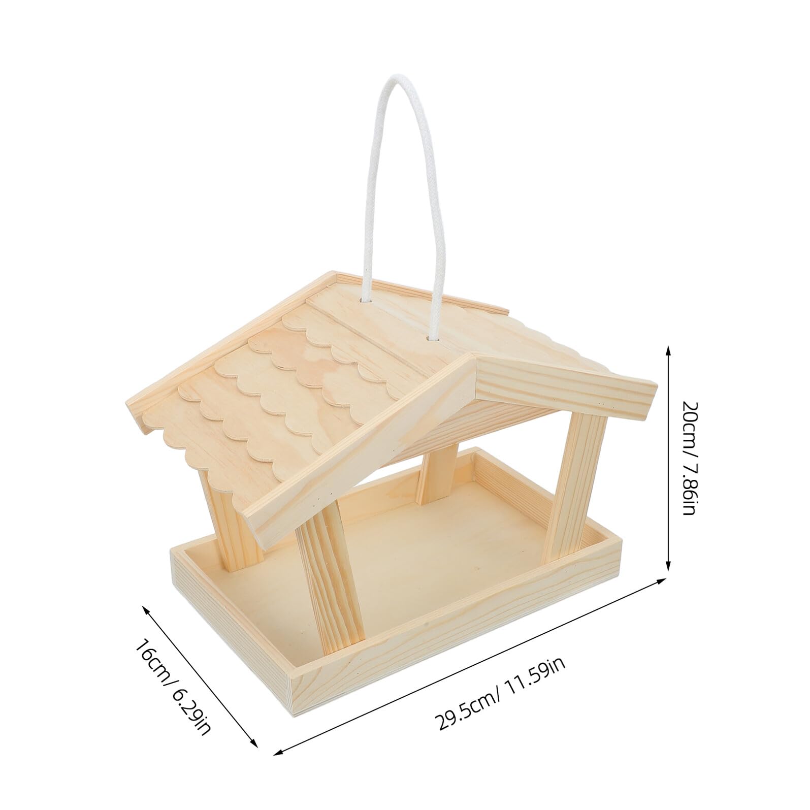 GALPADA Mangiatoia Sospesa per Uccelli Selvatici e Cardellini in Legno di Pino, Capacità Grande, Resistente alle Intemperie, Stile Rustico a Casetta per Giardino Esterno e Cortile