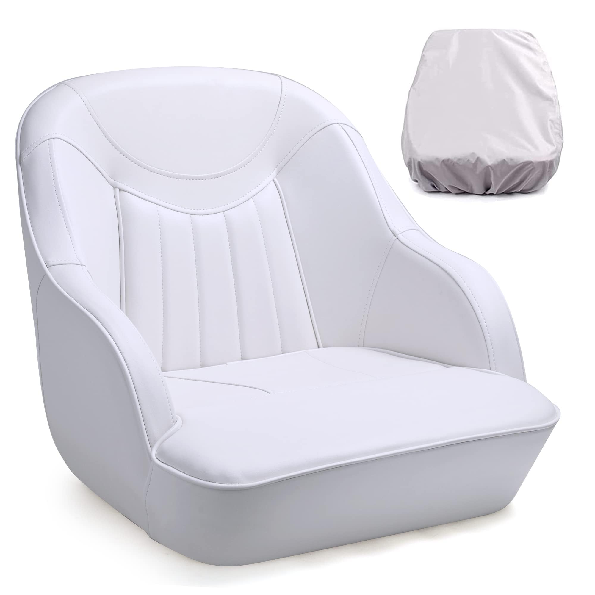 NORTHCAPTAIN P3 Pontoon Boat Seat Captain Bucket Seat with Boat Seat Cover,White