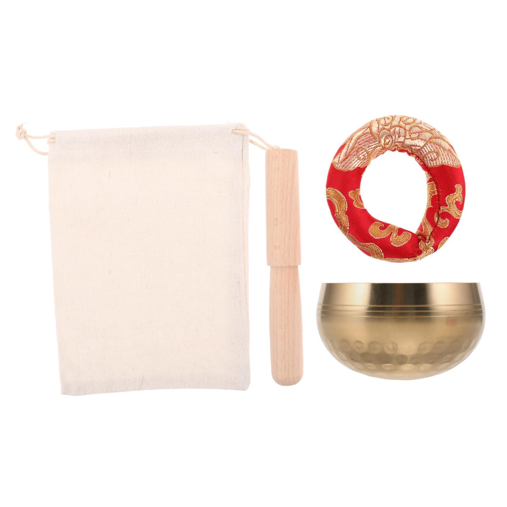 Sosoport Antique Singing Bowl Set Brass Yoga Sound Bowl Mallet for Meditation Spiritual Practice