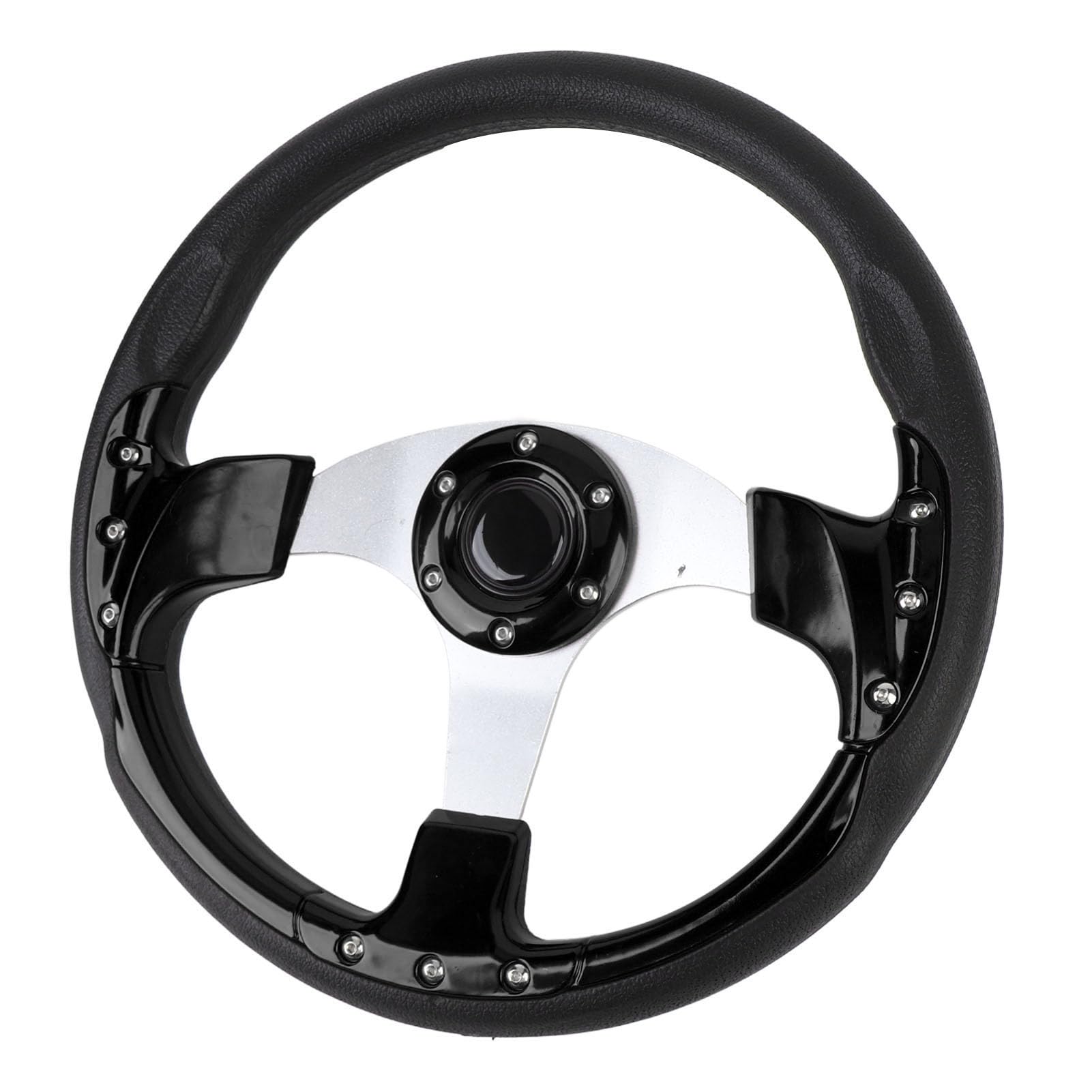 Fabater 14-calowa Kierownica Universal Racing z Przyciskiem Klaksonu |Sportowa Kierownica z Aluminium PU do Standardowego Adaptera Piasty z 6 Otworami (BLACK)