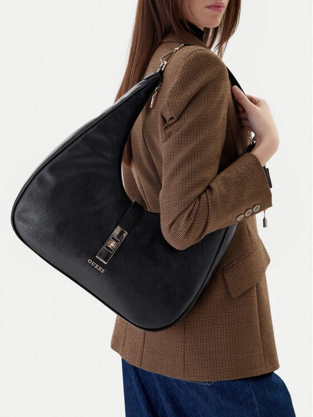 GUESS bolso de hombro Brooke Hobo Black negro