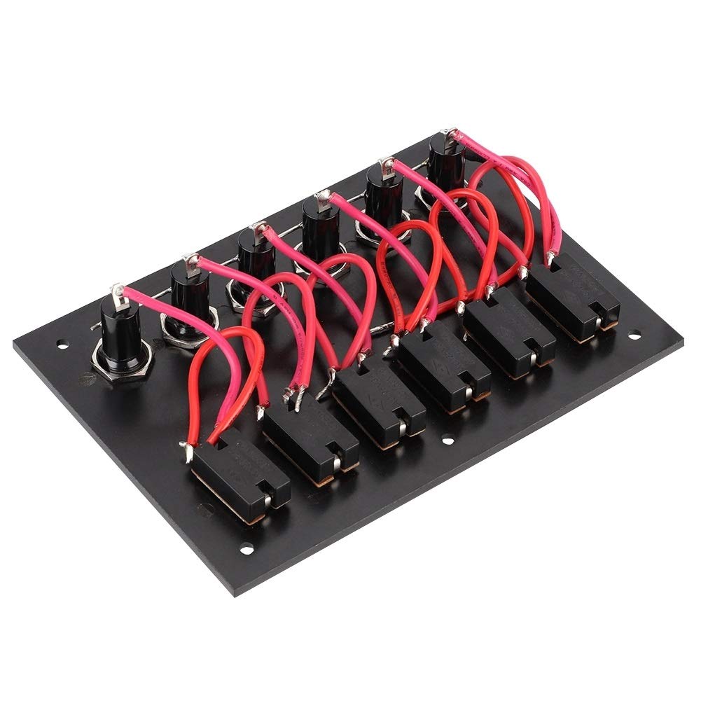Delaman 6 Gang Pannello Interruttori, Pannello Interruttori Barca, ON/OFF Attiva/Disattiva Pannello Interruttori a Levetta per Roulotte per Barche Marine RV DC 12V/24V per Auto Barca Camper e Camion