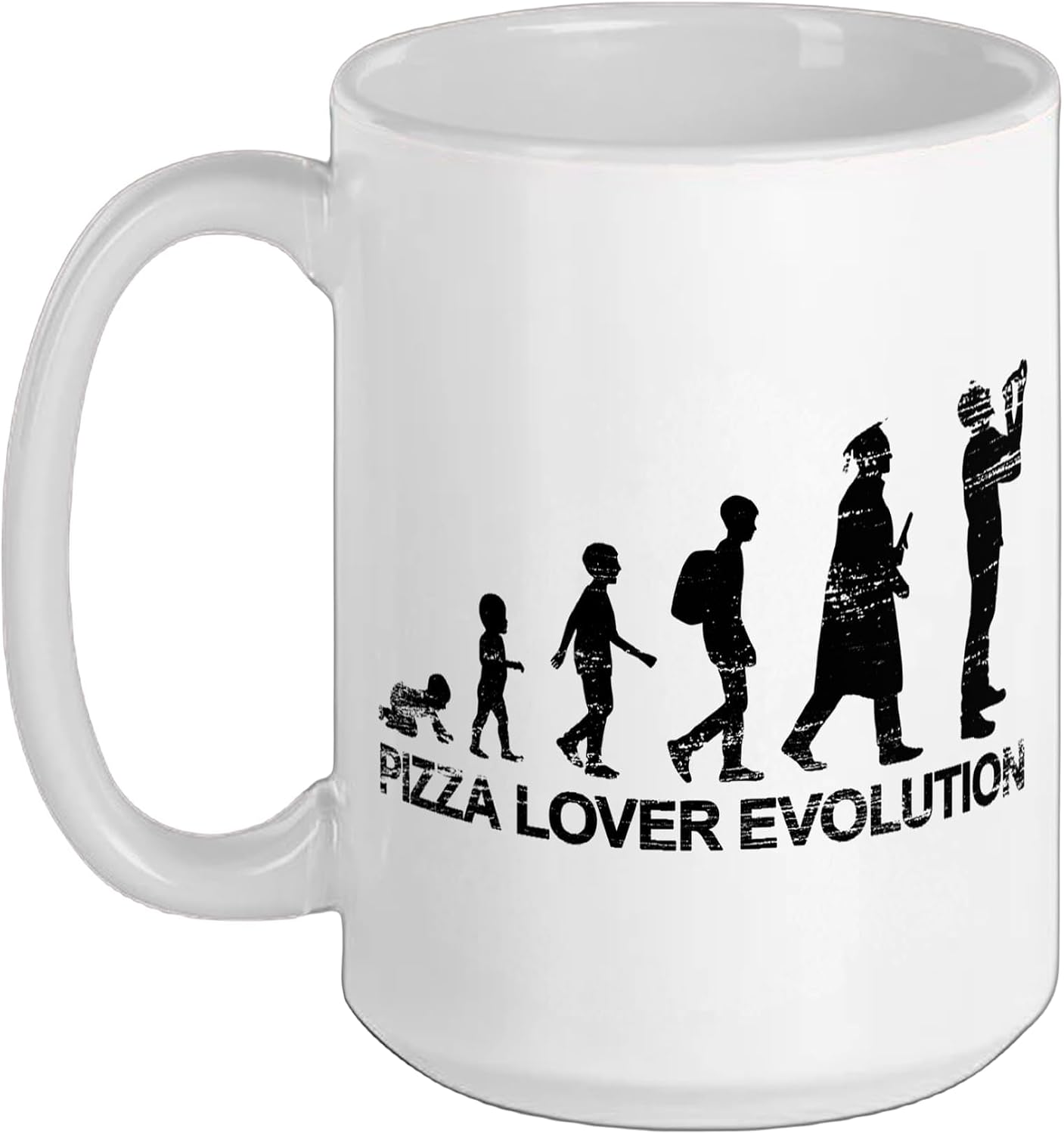 Evolution of a Pizza Lover Ceramic Mug, White, 15oz
