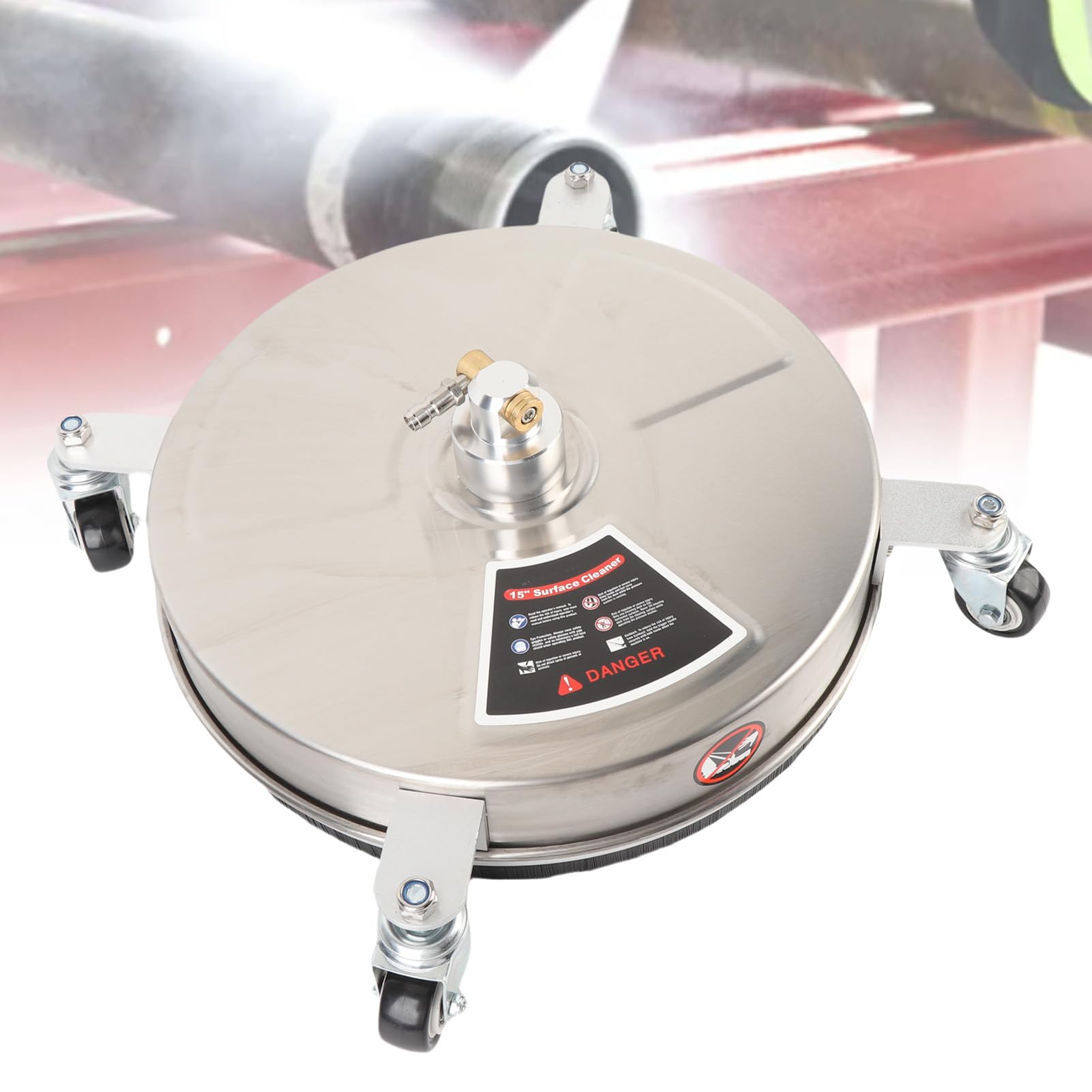 Walfront Limpiador de Superficies para Hidrolavadora, Accesorio de Limpieza a Presión 4000 PSI 15 Pulgadas 4 Ruedas for Patios, Terrazas y Entradas