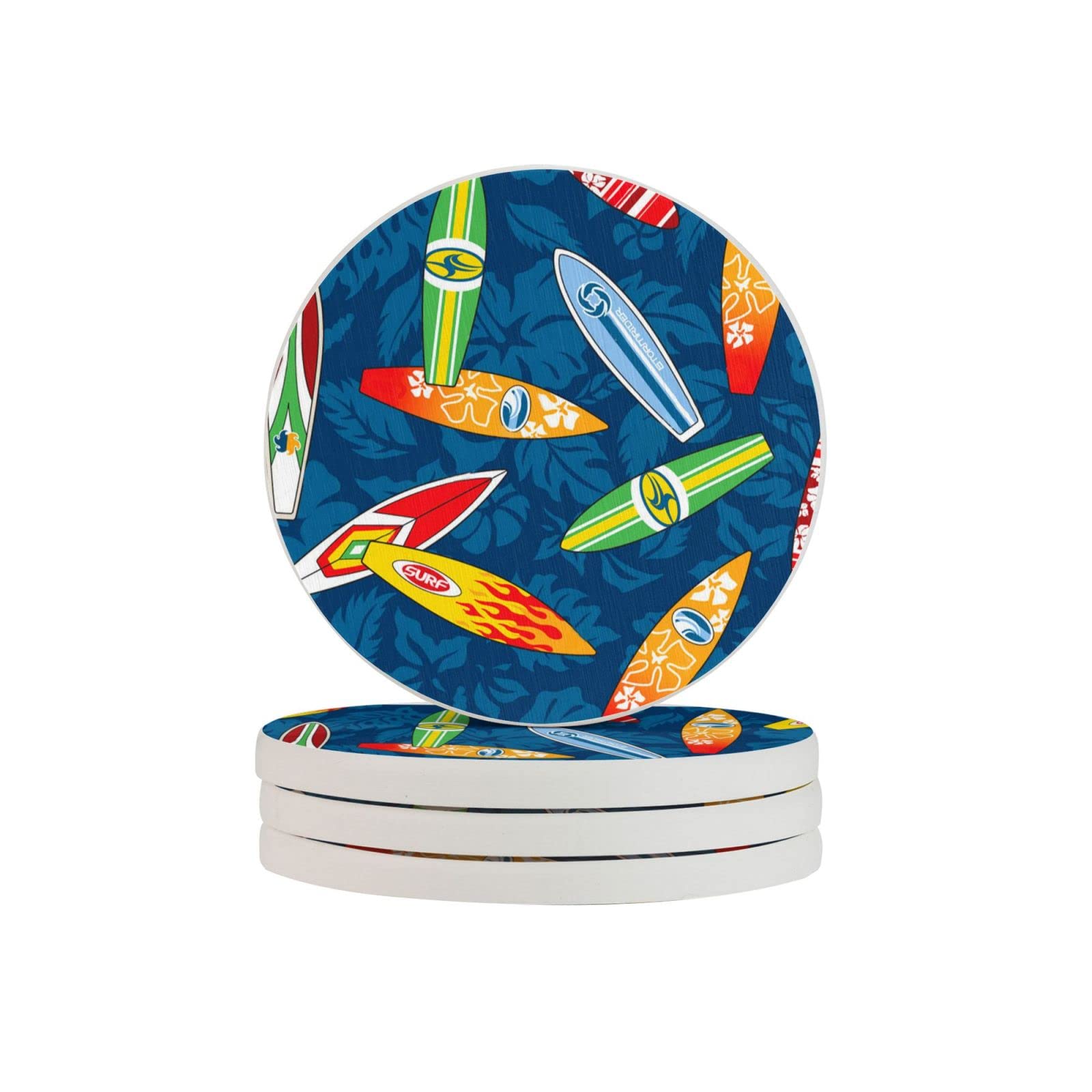 Surfboards Four Pieces Drink Coaster for Tabletop Protection Place Mats for Home Decor