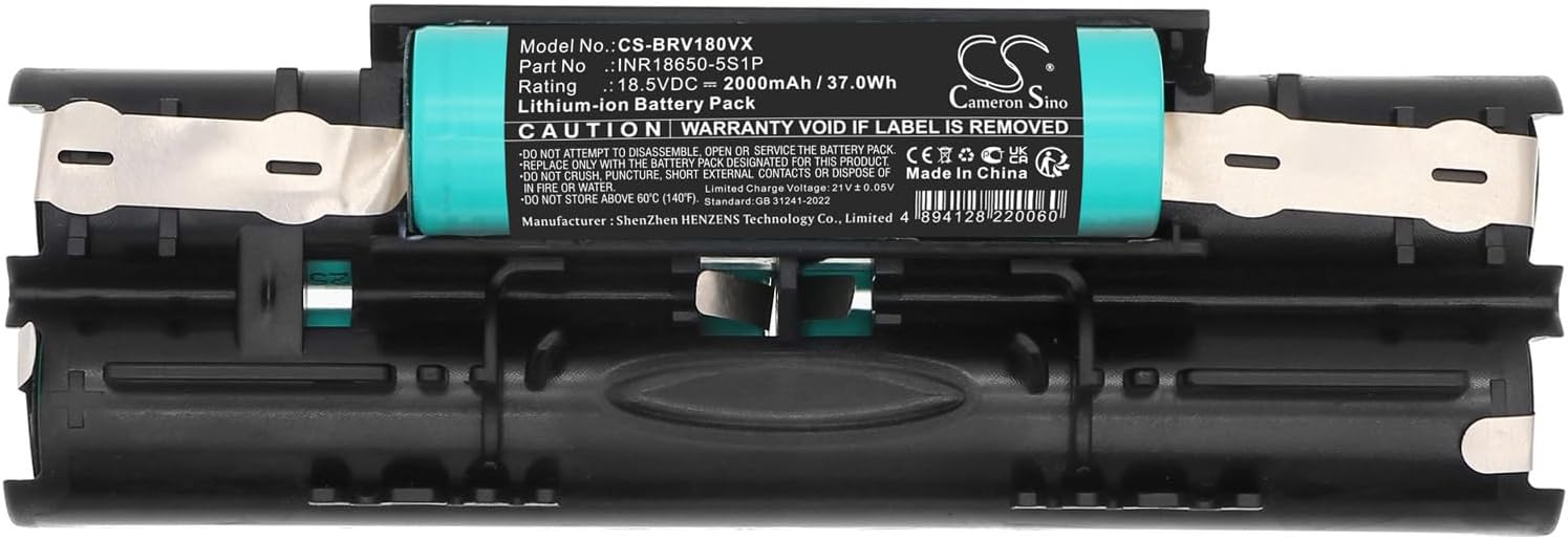 Cameron Sino 2000mAh / 37.0Wh Replacement Battery for Black+Decker FV18LA, INR18650-5S1P