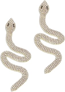 Jeanbeau Oversized Long Rhinestone Snake Dangle Stud Earrings for Women – Exaggerated Large Boho Punk Sparkly Cubic Zirconia Snake Drop Earring vintage Gothic Animal Serpent Personality Prom Jewelry