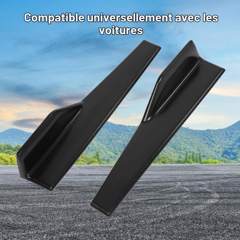 Jupes Latérales Universelles de Voiture, 2 Pièces, Diffuseur Canard, Extensions Splitter, Noir Brillant, Accessoires de Carrosserie