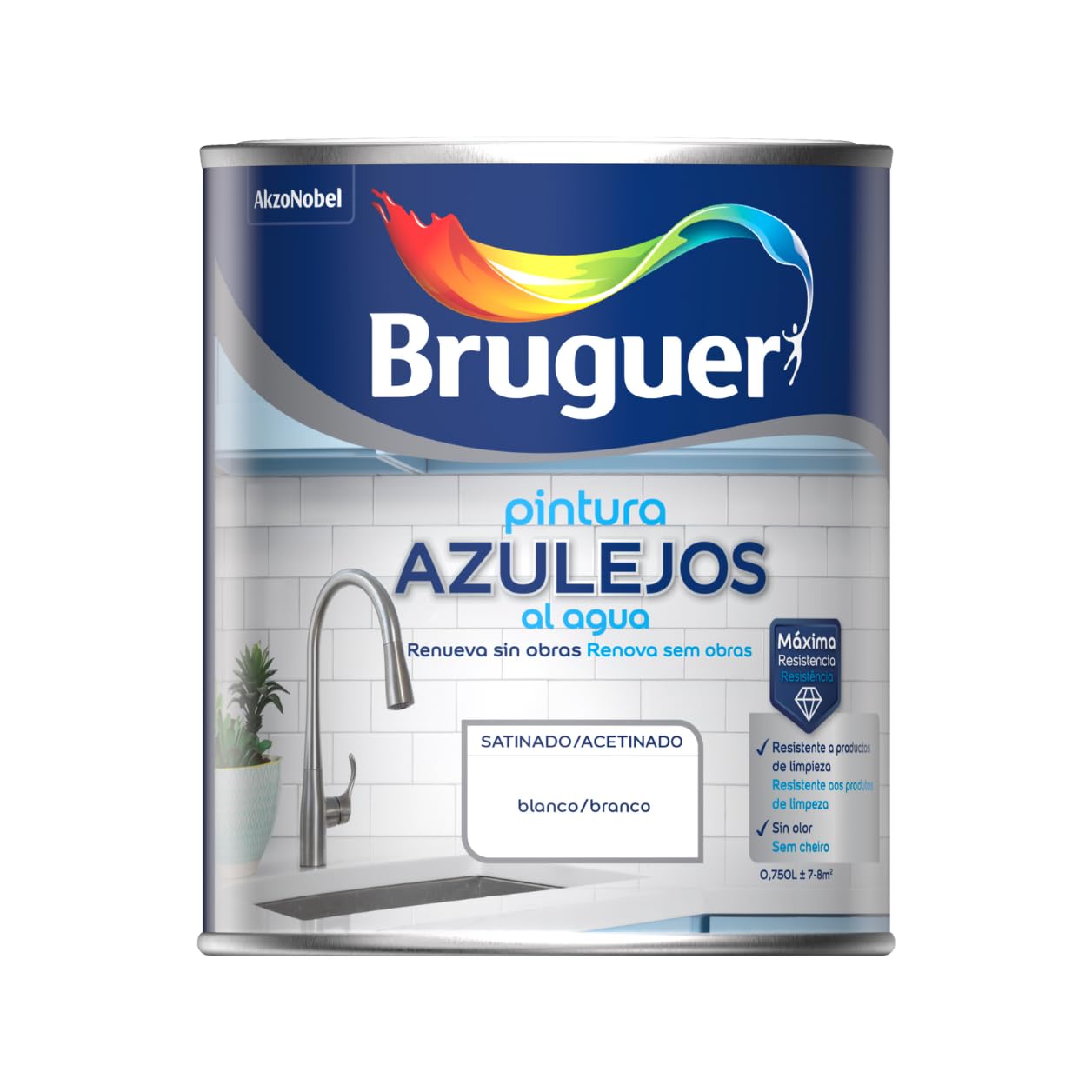 BRUGUER Esmalte Azulejos al Agua Satinado Blanco 2,5L