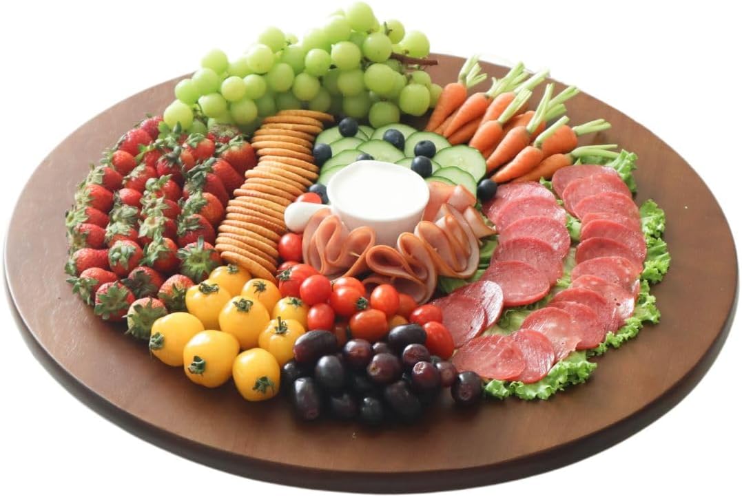 CONMEOCON- 22" Wooden Large Lazy Susan for Table Top with Premium Rubber Wood Sturdy and Good Craftsmanship, Large Charcuterie Board for The Party and Dining Table