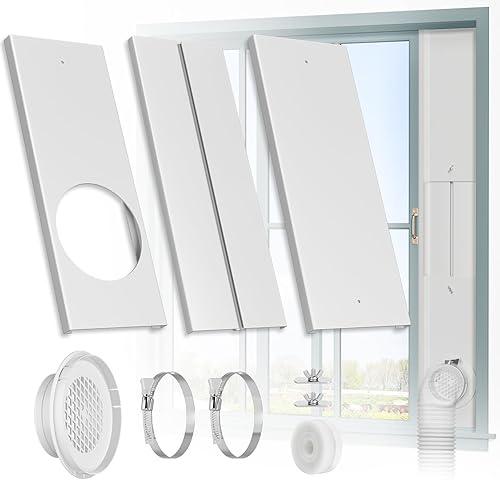Kit de conducto de ventana HOXHA para secadora, kit de ventilación de ventana para secadora con manguera de conducto de 4", kit de ventilación de