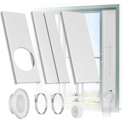 HOXHA Window Duct Kit Dryer Window Vent Kit for 4” Ducting Dryer Vent Hose, Sliding Window Vent Kit Fit with Dryer, Inline Duct Fans, Grow Tents