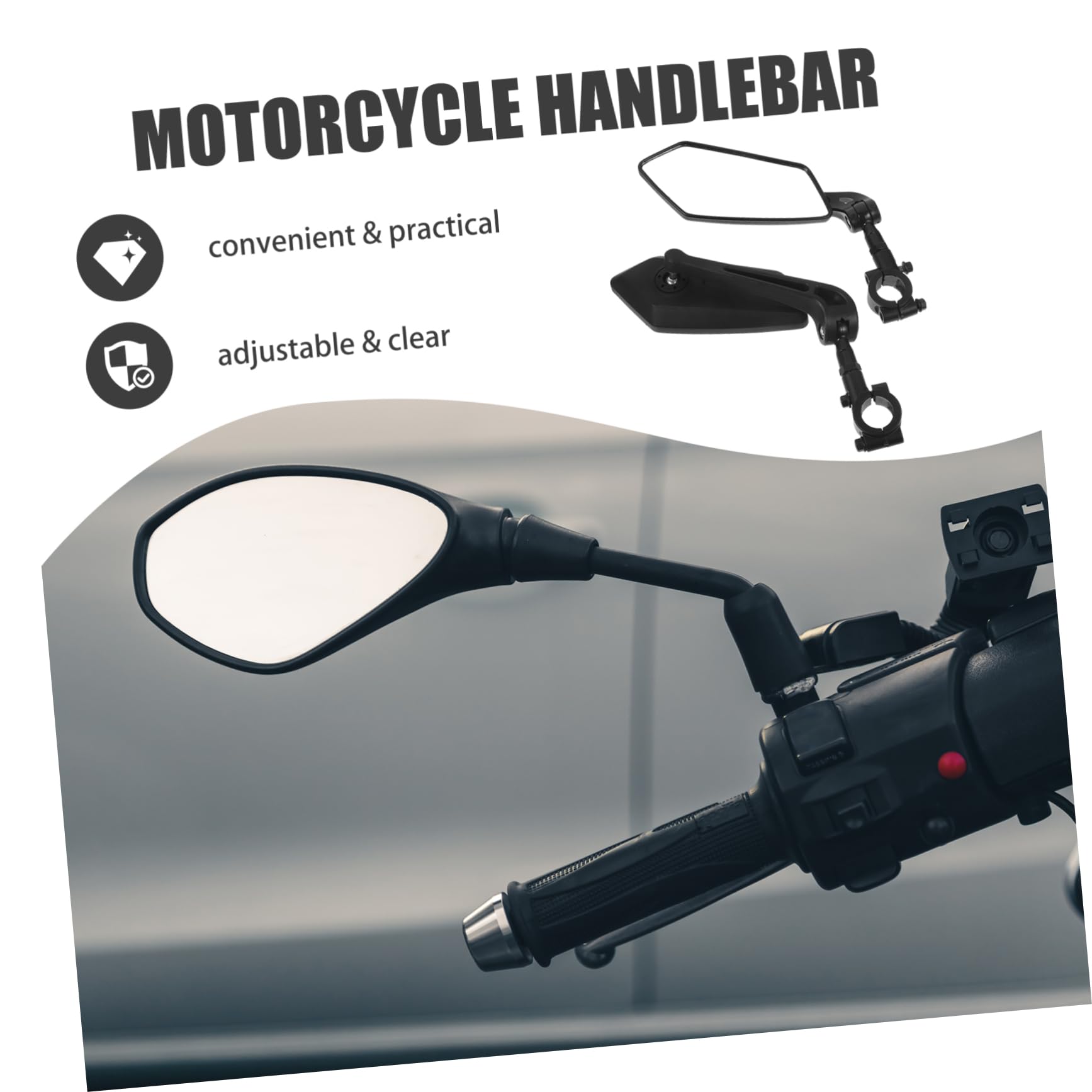 Hemobllo 2 Pezzi Specchietto Retrovisore Bici per Bici Elettrica e Bicicletta, Altezza Regolabile, Plastica Nera, Ampia Visione Posteriore