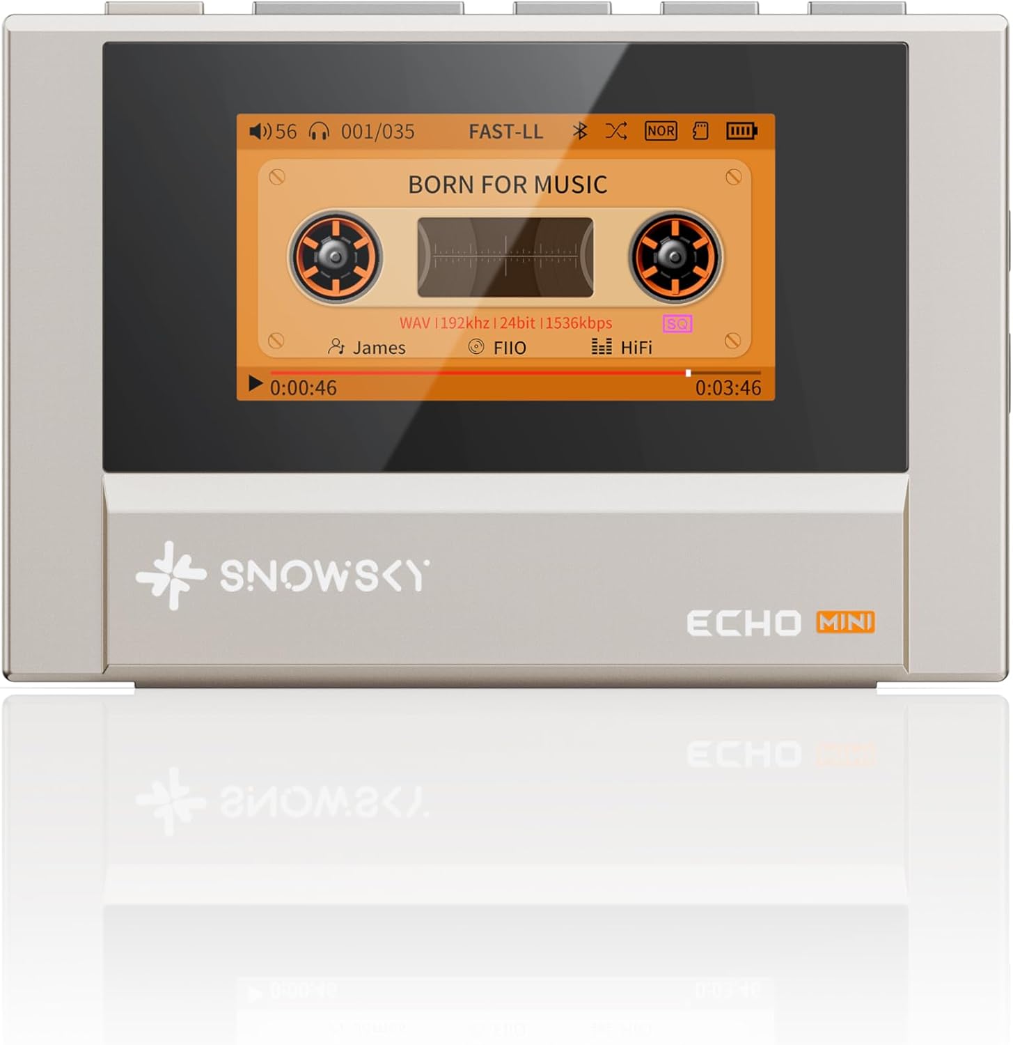 SnowSky/FiiO Echo MINI HiFi Bluetooth MP3 Player, 15Hours Playback, Independent Volume Control with 3.5mm/4.4mm Headphones Outputs (Titanium Gold)