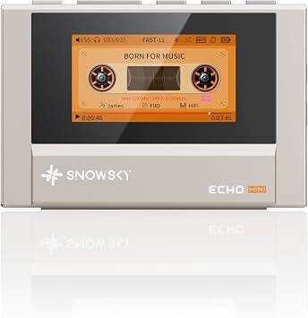 SnowSky/FiiO Echo MINI HiFi Bluetooth MP3 Player, 15Hours Playback, Independent Volume Control with 3.5mm/4.4mm Headphones Outputs Titanium Gold