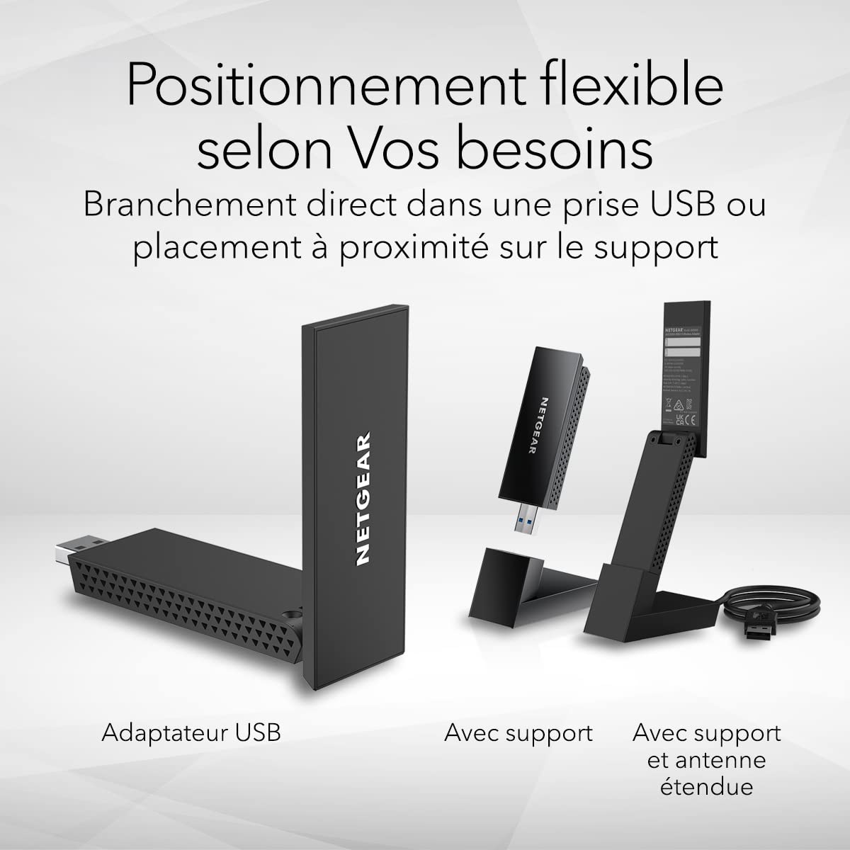 NETGEAR Nighthawk Clé WiFi USB (A8000), Adaptateur USB Ethernet WiFi 6E AXE3000, Dongle WiFi sans Fil pour Ordinateur Portable ou de Bureau. WiFi Jusqu’à 3 Gbit/s. Compatible PC Toutes générations