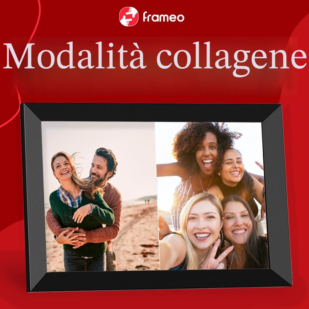 dxmart FRAMEO - Cornice per foto digitale WiFi da 32 GB, schermo LCD Touch WXGA IPS da 10,1", cornice per foto Smart Cloud con rotazione automatica, condivisione dei momenti tramite l'app Frameo
