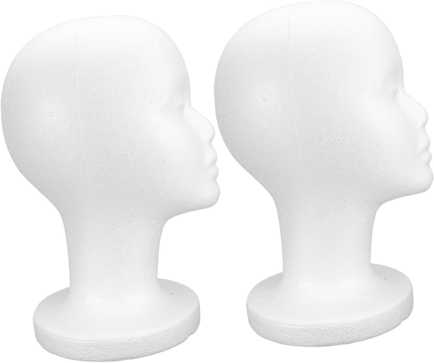 2pcs White Foam Wig Head Stands Lightweight Female Mannequin Head Models for Wigs Hat Display Stands with Realistic Shape for Shop Decoration and Retail Use