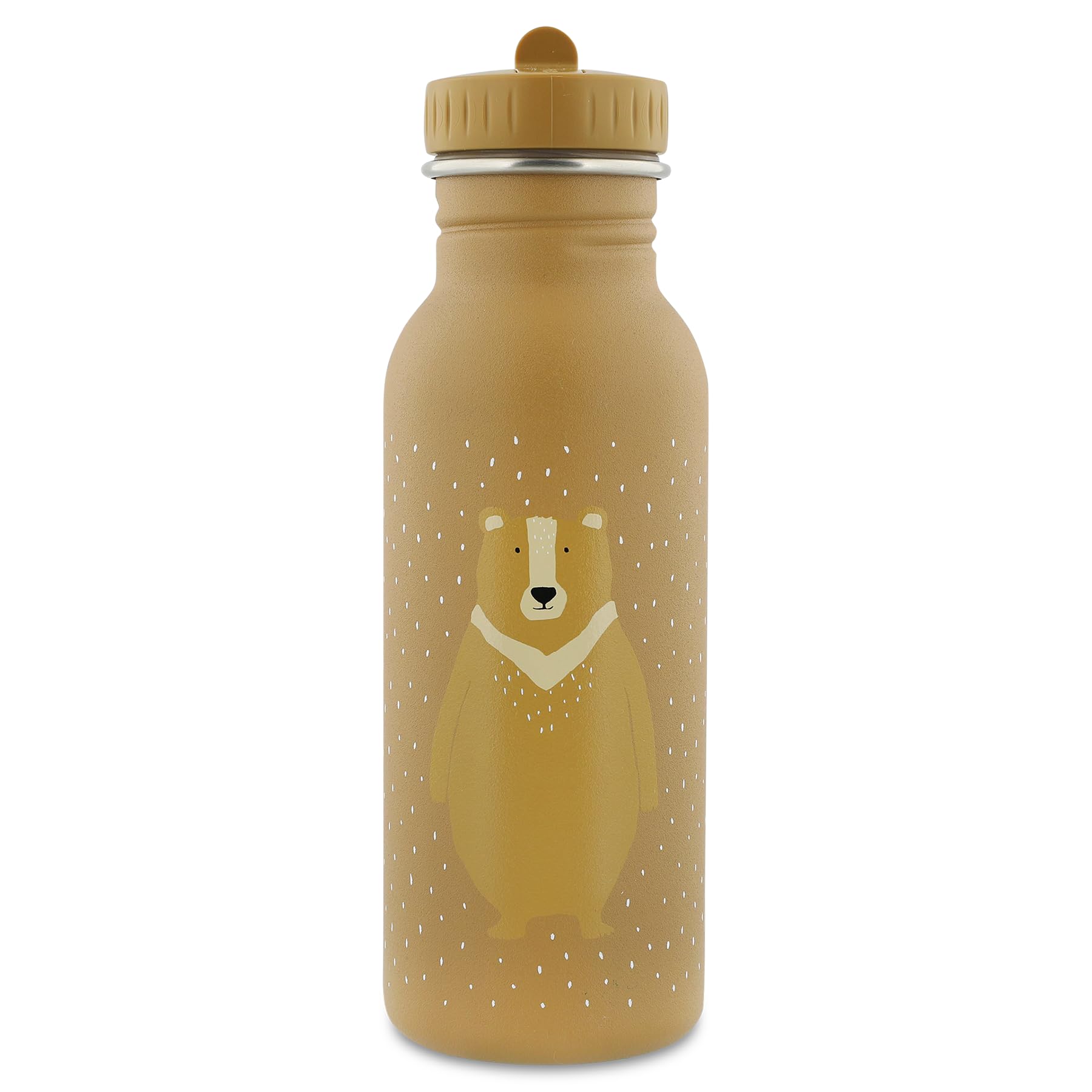 Trixie Baby stainless steel drinking bottle, 350ml/500ml, leak-proof, with lanyard, slim design for little hands, shatterproof, from 3 years (Mr Bear, 500ml)
