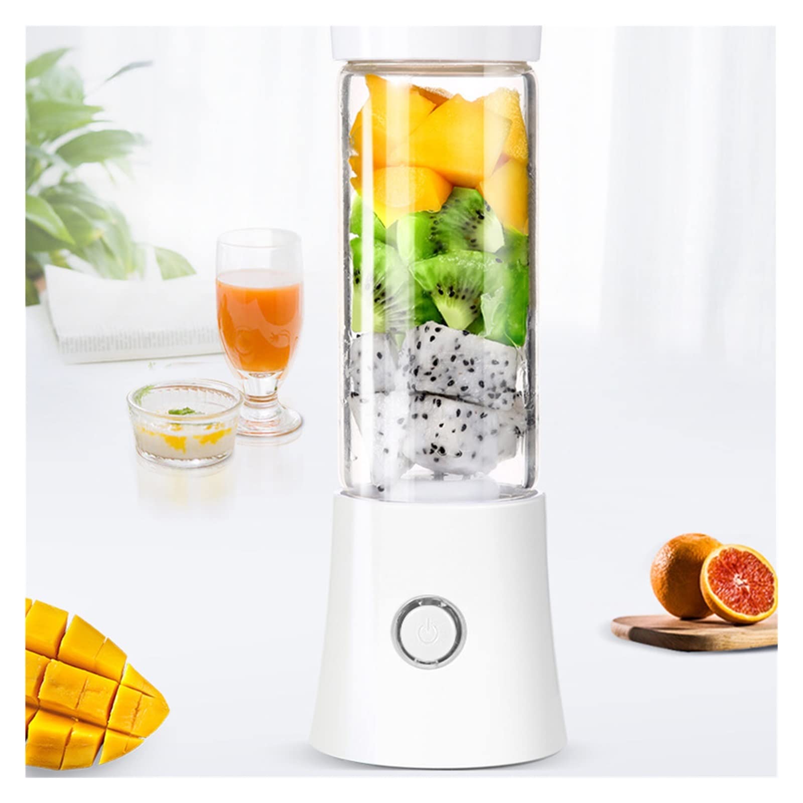 Exprimidor Mini exprimidor eléctrico para el hogar, licuadora Multifuncional, Taza para Mezclar Frutas pequeñas, máquina para Hacer Jugo de 480 ml (Color: A) (Wit)