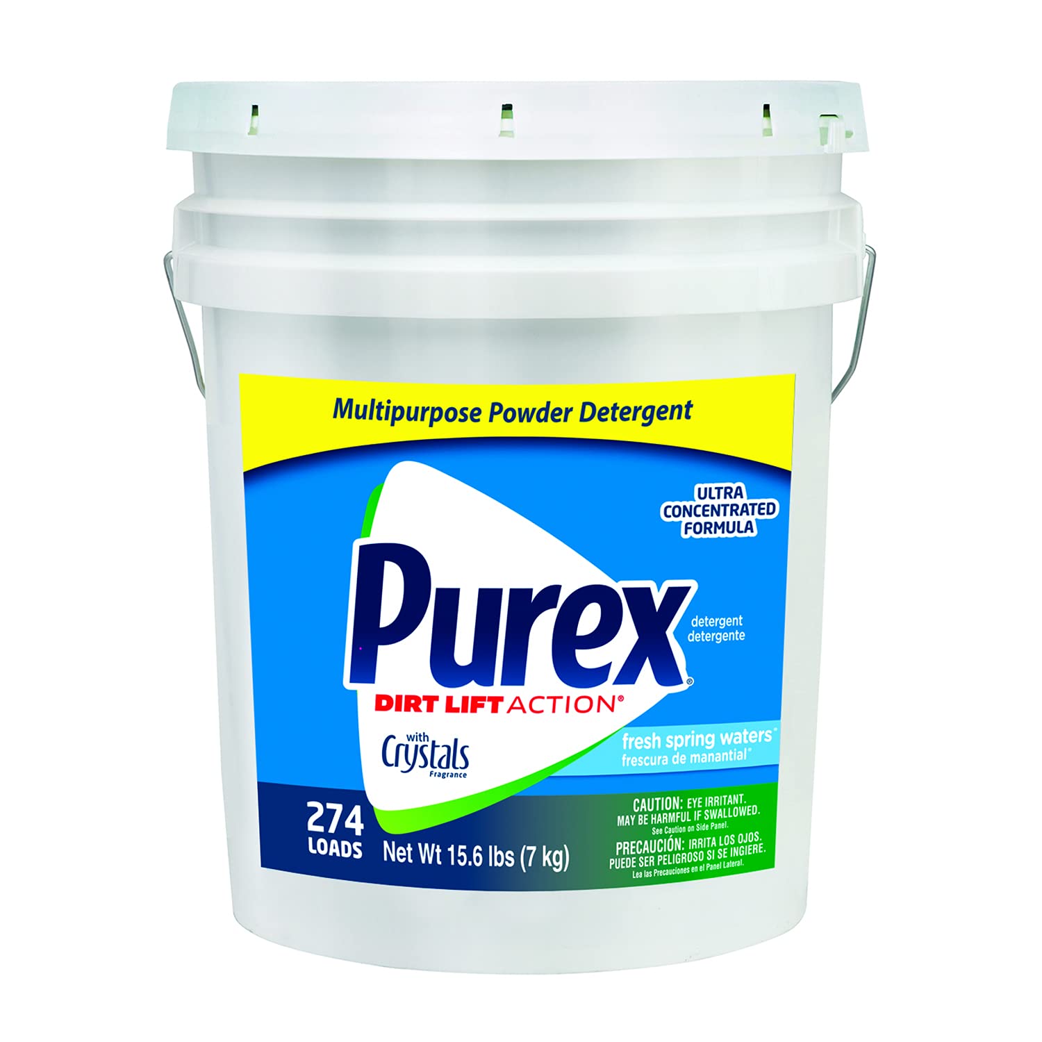Dial 1729436 Professional Purex Fresh Spring Waters Multipurpose Powder Detergent, 15.6lbs Pail, 274 Load , White : Health & Household