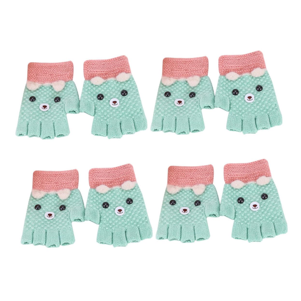 BESPORTBLE Boys and Girls Warm Gloves Knitted Cotton Fingerless Gloves White for Writing Winter Outdoor Random