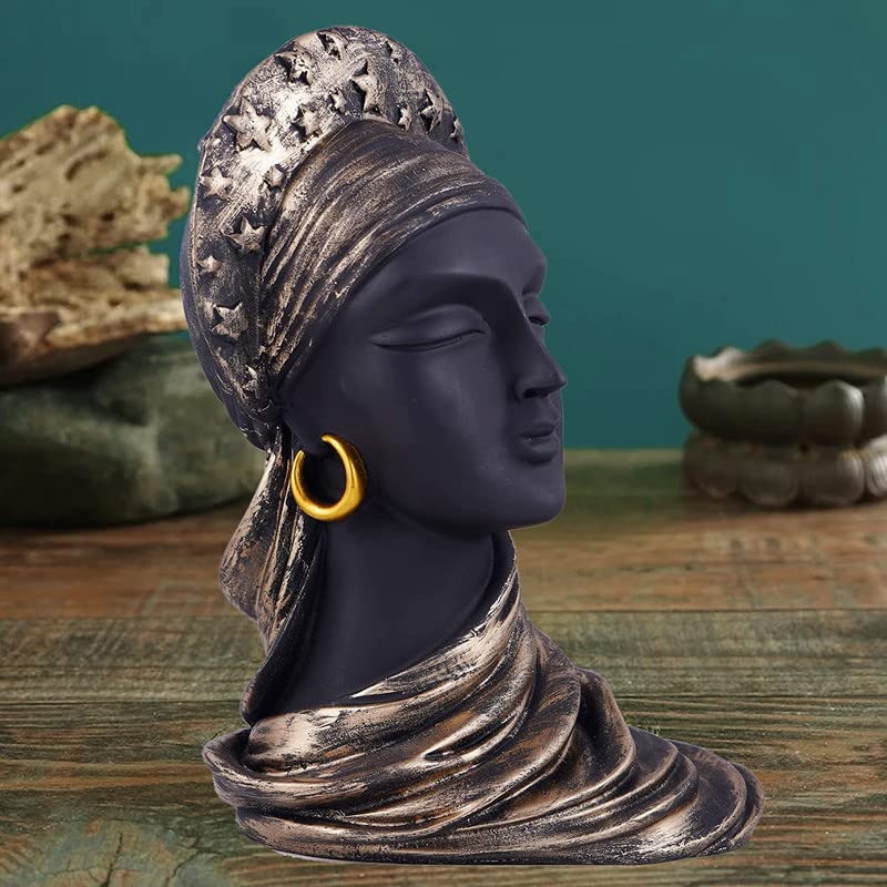 Statue égyptienne de la reine Néfertiti noire et or pour décoration de bureau
