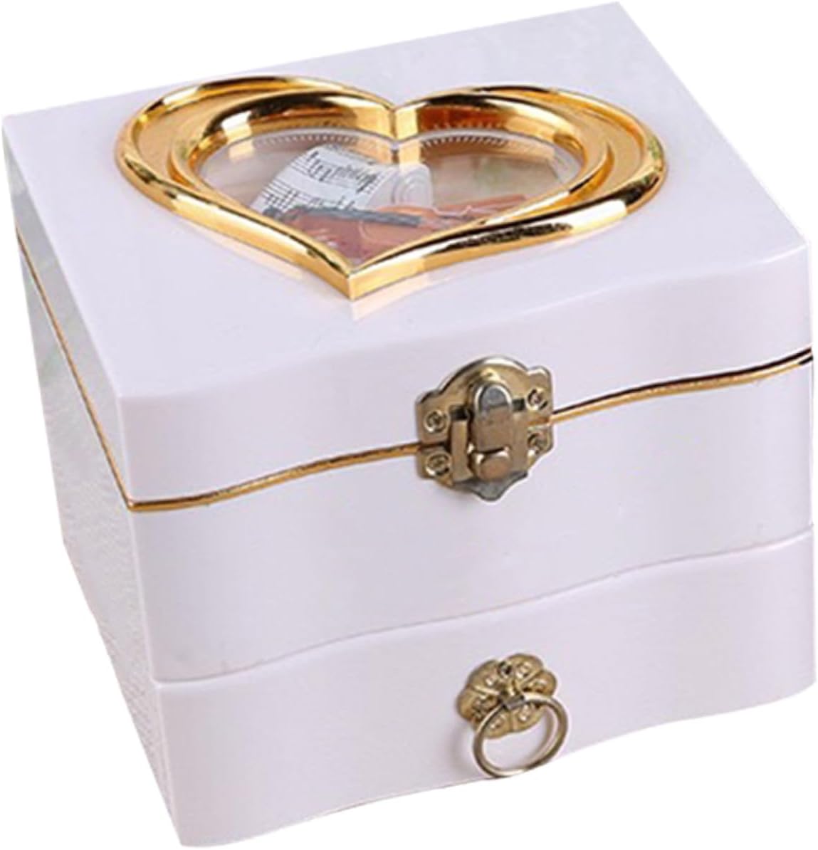 SOLUSTRE Creative Music Jewelry Storage Box with Ballerina Musical Figurine White Musical Jewelry Container for Women for Bedroom Or