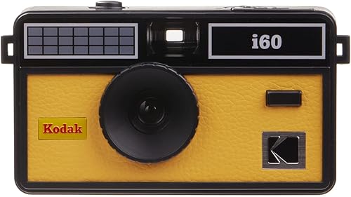 Kodak i60 - Cámara de película reutilizable de 1.378in, estilo retro, sin enfoque, flash integrado, prensa y flash desplegable (amarillo)