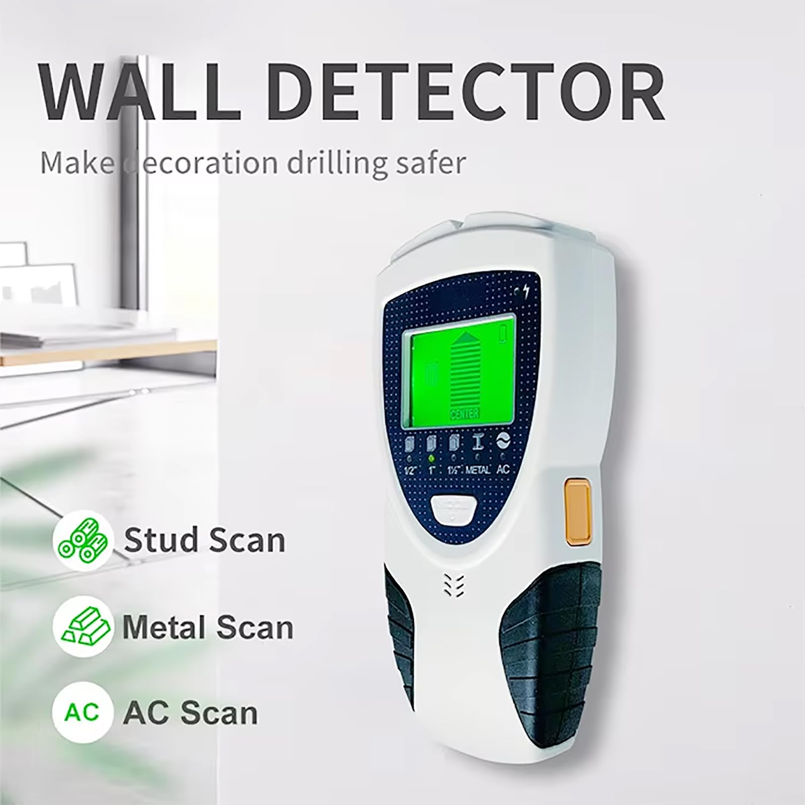 Détecteur Mural De Goujons, Outil De Recherche De Fils, Détecteur De Goujons Et Scanner avec Écran LCD, 5 Modes Et Alertes en Temps Réel, Recherche Centrale pour Le Bois AC Live Wire Metal