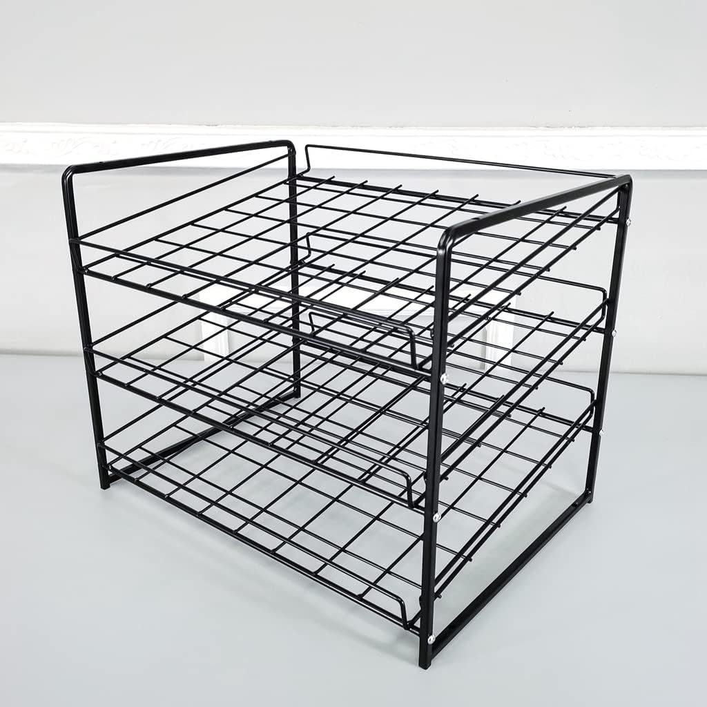 FixtureDisplays® Stackable Can Rack Organizer, Stackable Potato Chip Bag Storage Dispenser for Kitchen Cabinet or Pantry, Black 17.35" Wide x 12.8" Deep x 14" Tall 10145-2D