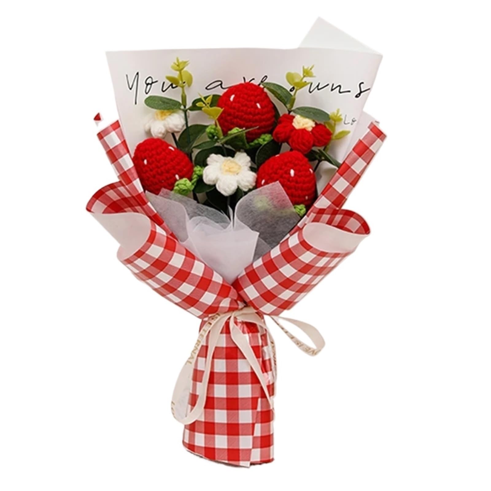 ZHSOAO Crochet Bouquet Hand-knitted Sunflower Creative Finished Artificial Fruit Flower for Weddings Birthdays(Color5)