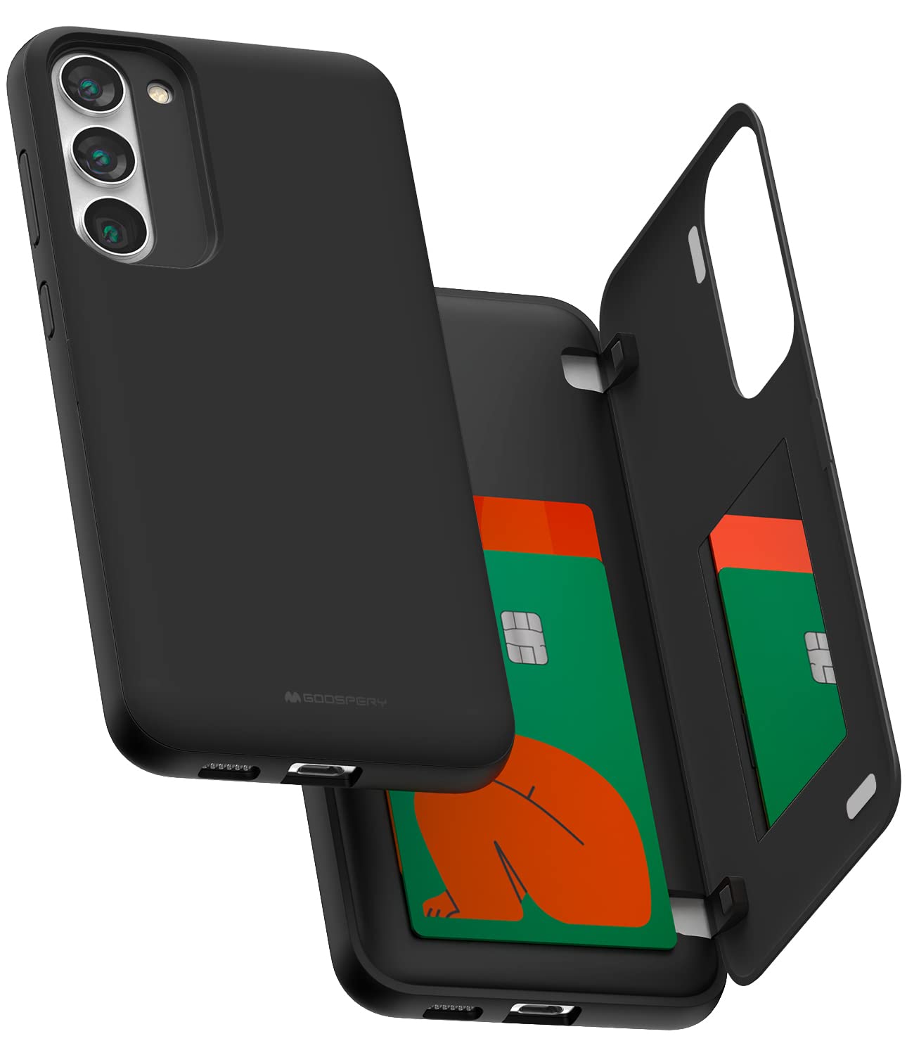 GOOSPERY Magnetic Door Bumper Compatible with Galaxy S23 Plus Case, Card Holder Wallet Easy Magnet Auto Closing Protective Dual Layer Sturdy Phone