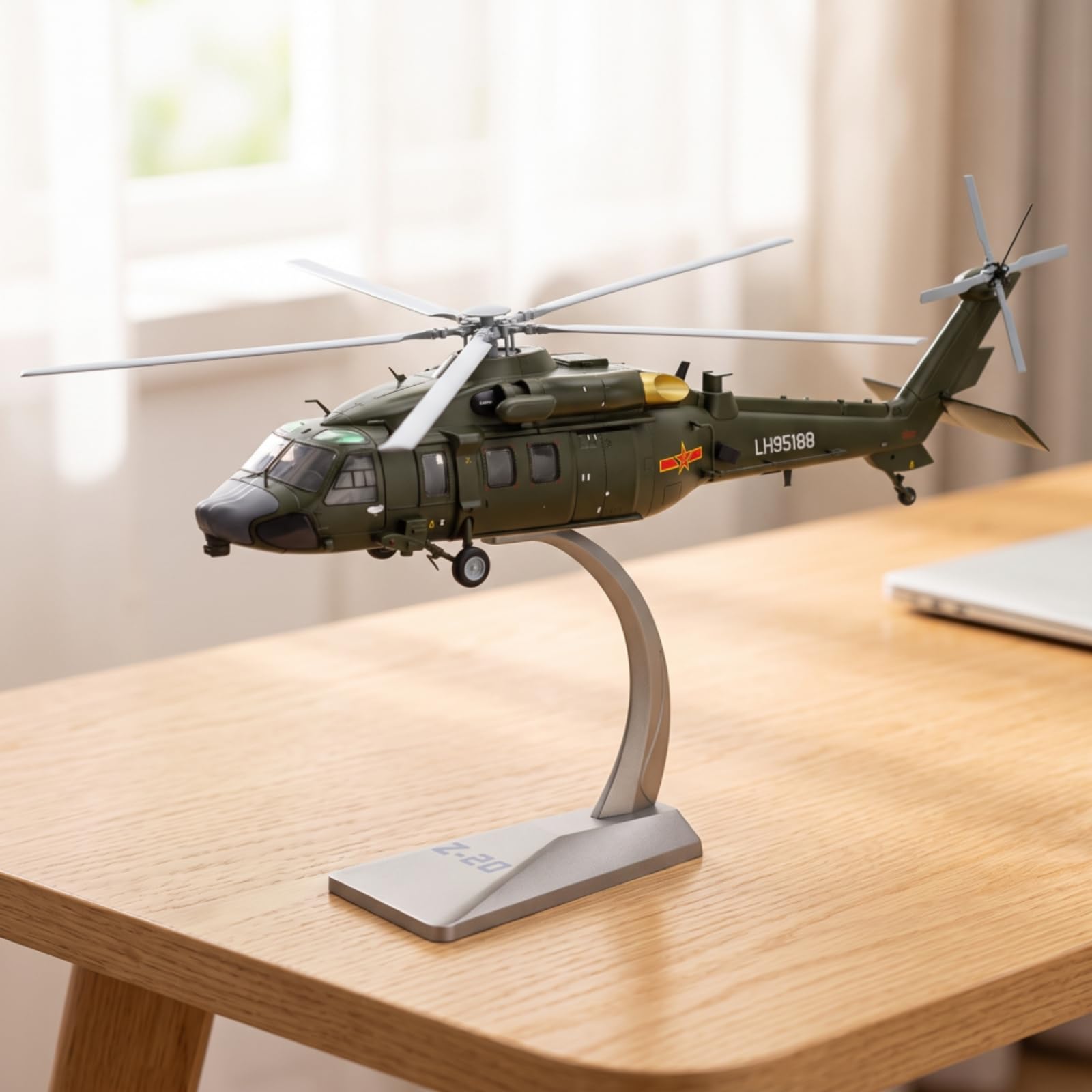 MagiDeal di Elicottero Decorativo Elicottero Militare Stabile in Metallo con Piedistallo per Studio