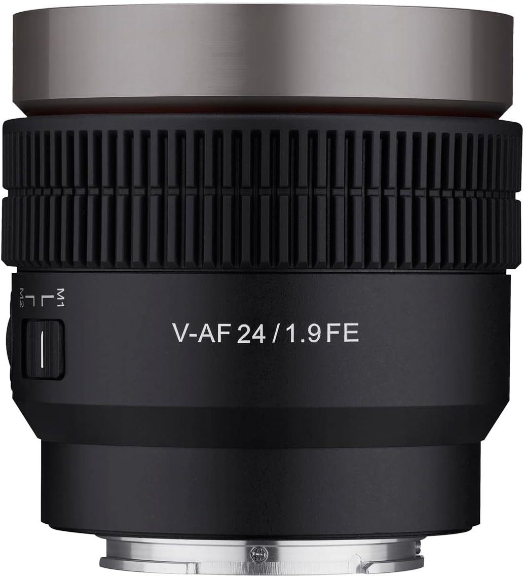 Close-up of a Samyang Full Frame 24mm T1.9 AF Lens
