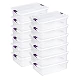 12-Pack 32 Quart ClearView Latch Box, Stackable Organizer Bins with Latching Lids - Clear Plastic Organization Containers for Closet, Bedroom, Shelving Units and Everyday Home Storage