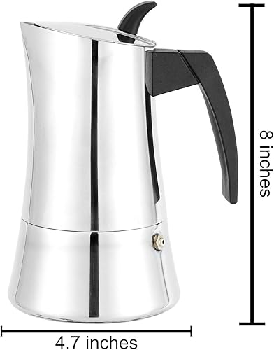 Miniatura 5 de CUISINOX Capri - Cafetera espresso de inducción de acero inoxidable, 4 tazas