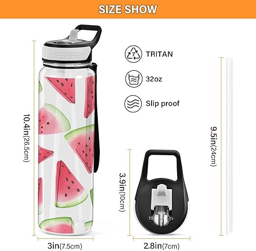 Miniatura 3 de Coikll Sweet Watermelon - Botella de agua deportiva con pajilla, botella de Tritan a prueba de fugas, sin BPA, botella de agua transparente para