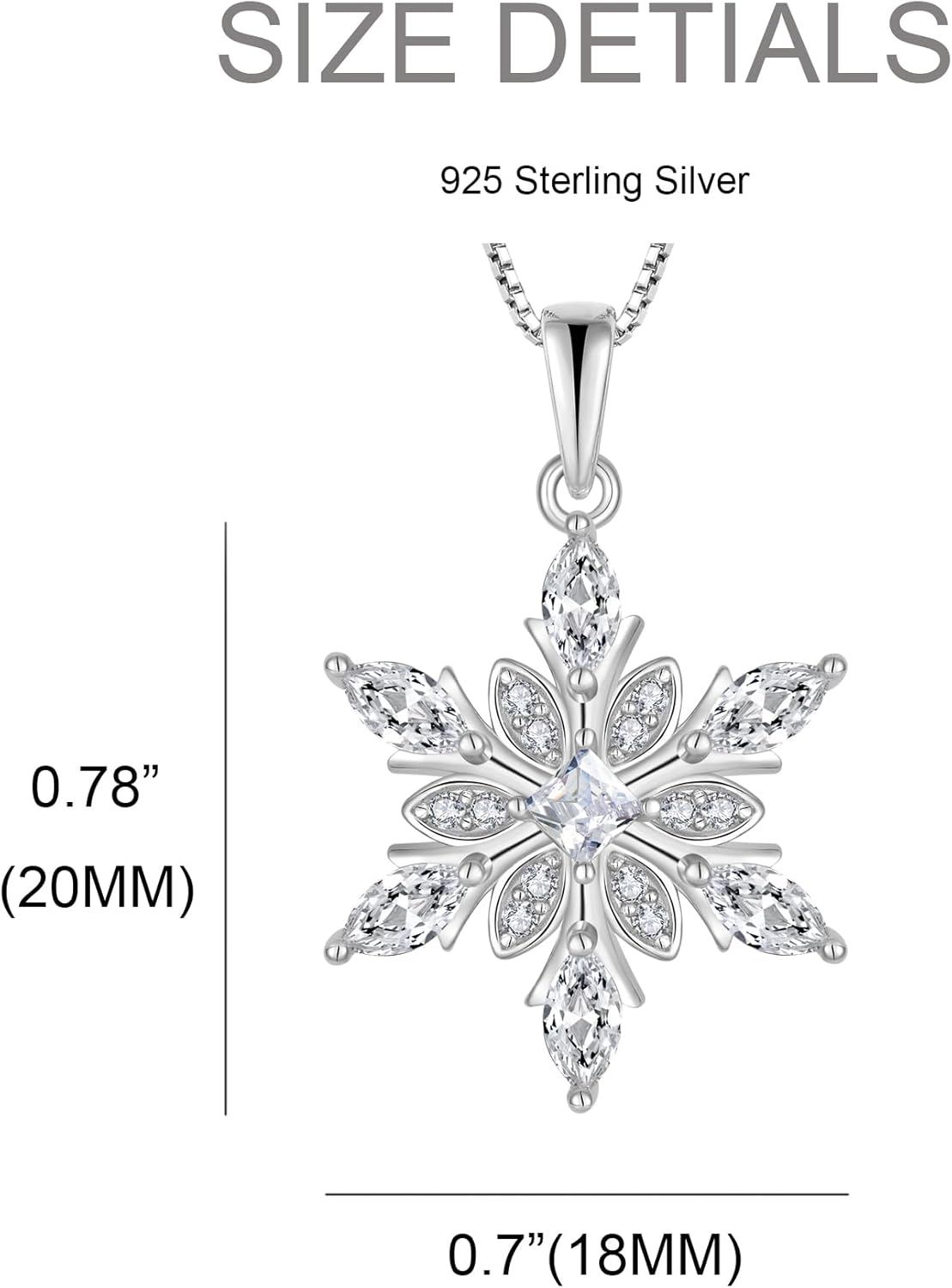 Snowflake Necklace 925 Sterling Silver Winter Pendant with Chain with 5A Cubic Zirconia Jewelry for Women - Image 3