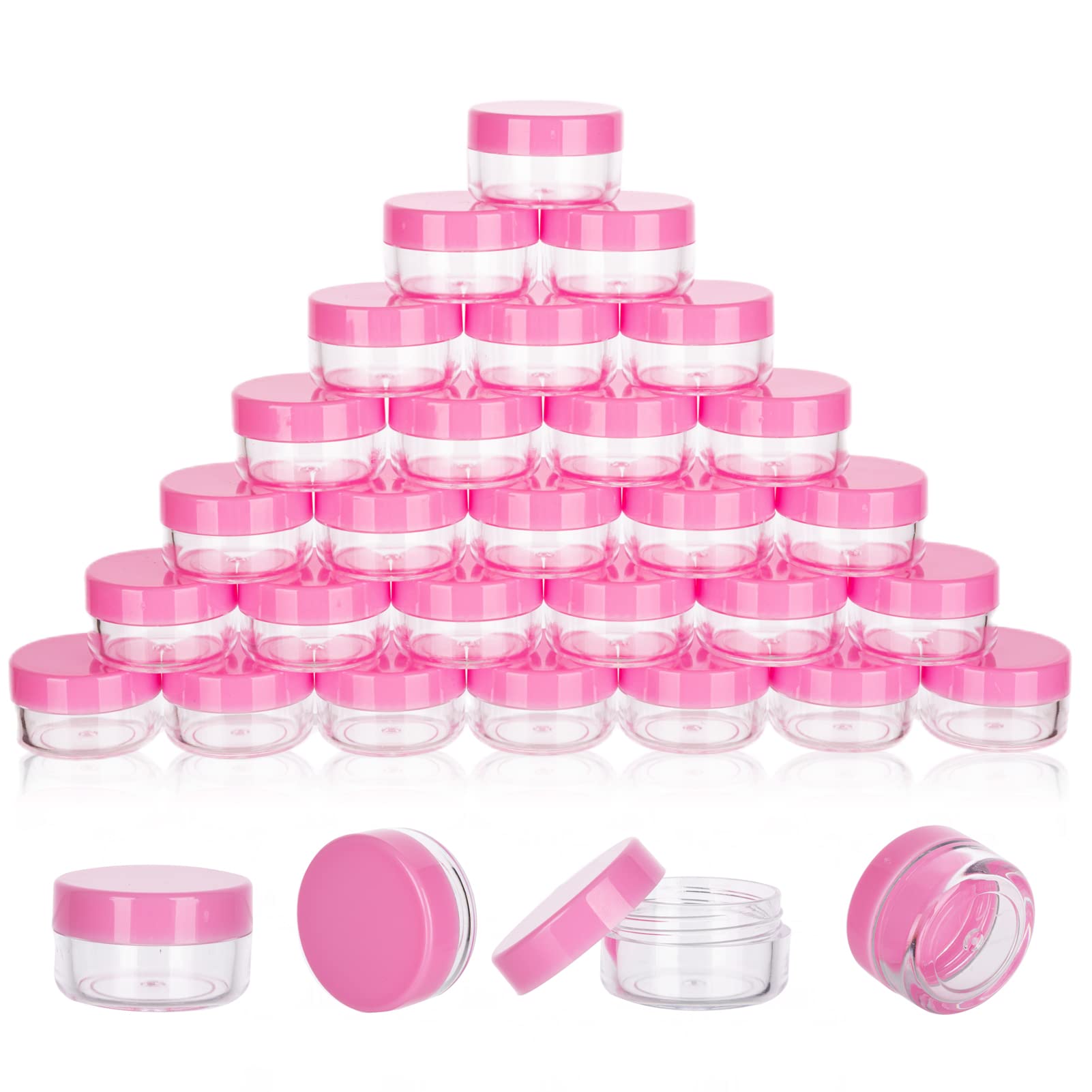 50 Count Mini Sample Jars with Lids, Tiny Empty Lip Balm Containers, Makeup Travel Containers with Labels, Mini Disposable Spatulas