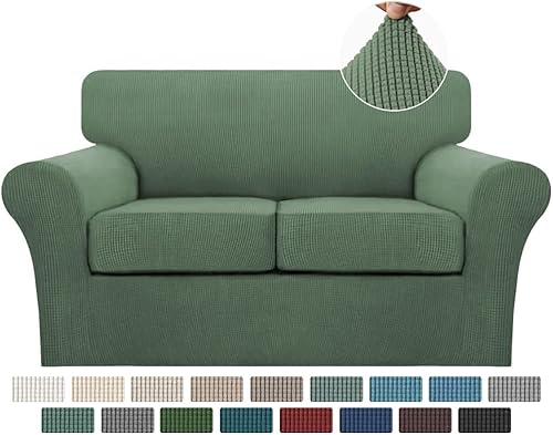 Miniatura 63 de Turquoize Fundas de sofá de 4 piezas para sofá de 3 cojines, funda de sofá suave para perros, fundas de sofá lavables con 3 fundas de cojín Biscotti