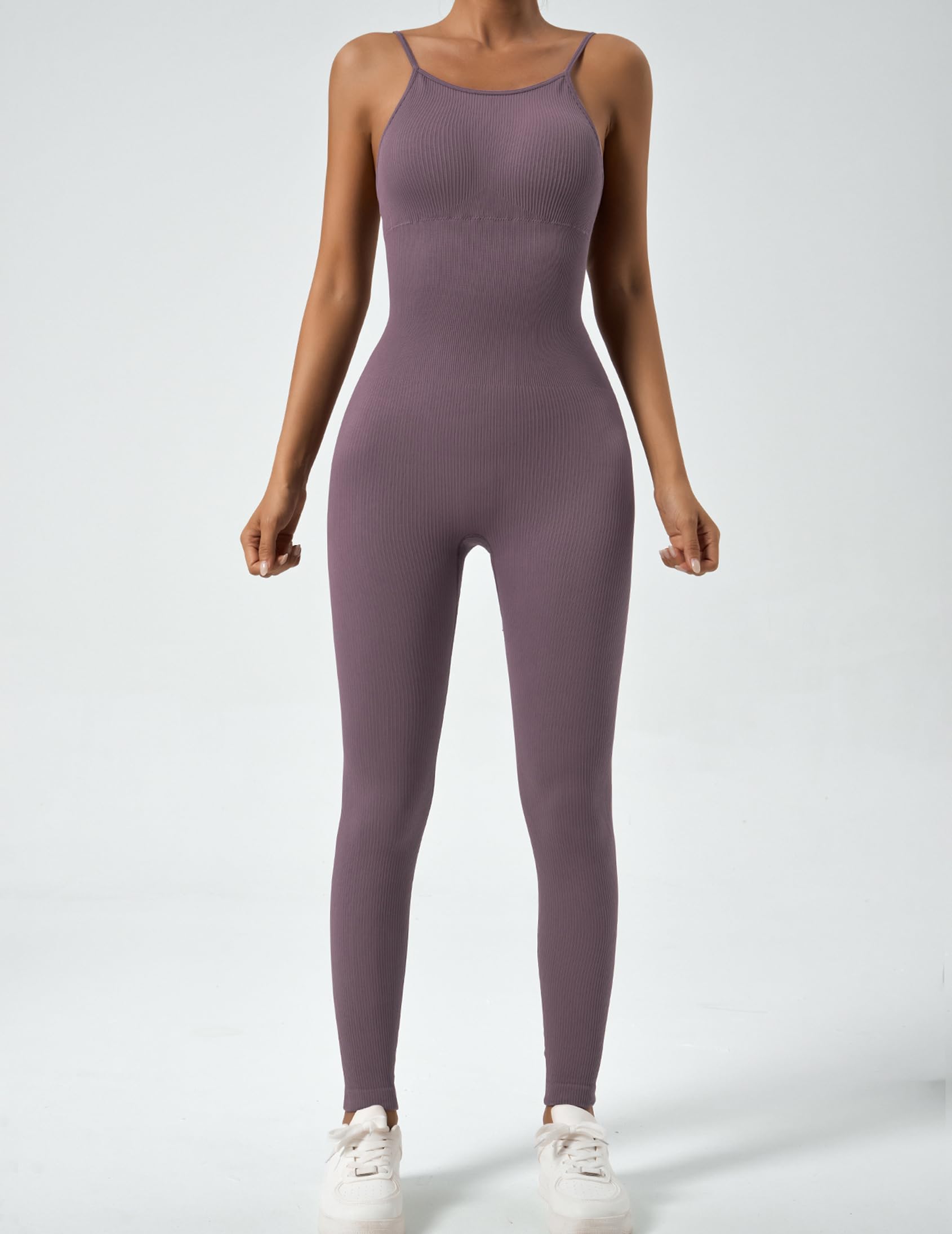 Women Seamless Ribbed One Piece Jumpsuit, Bodysuit with Strapless, Halter, or Cutout Design for Workout, Lounge, Streetwear
