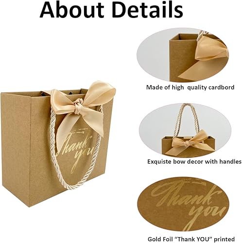 Miniatura 34 de TKSBAG Paquete de 50 bolsas pequeñas de regalo de agradecimiento con asas de 5.5 x 2.5 x 4.7 pulgadas, mini bolsas de regalo negras a granel