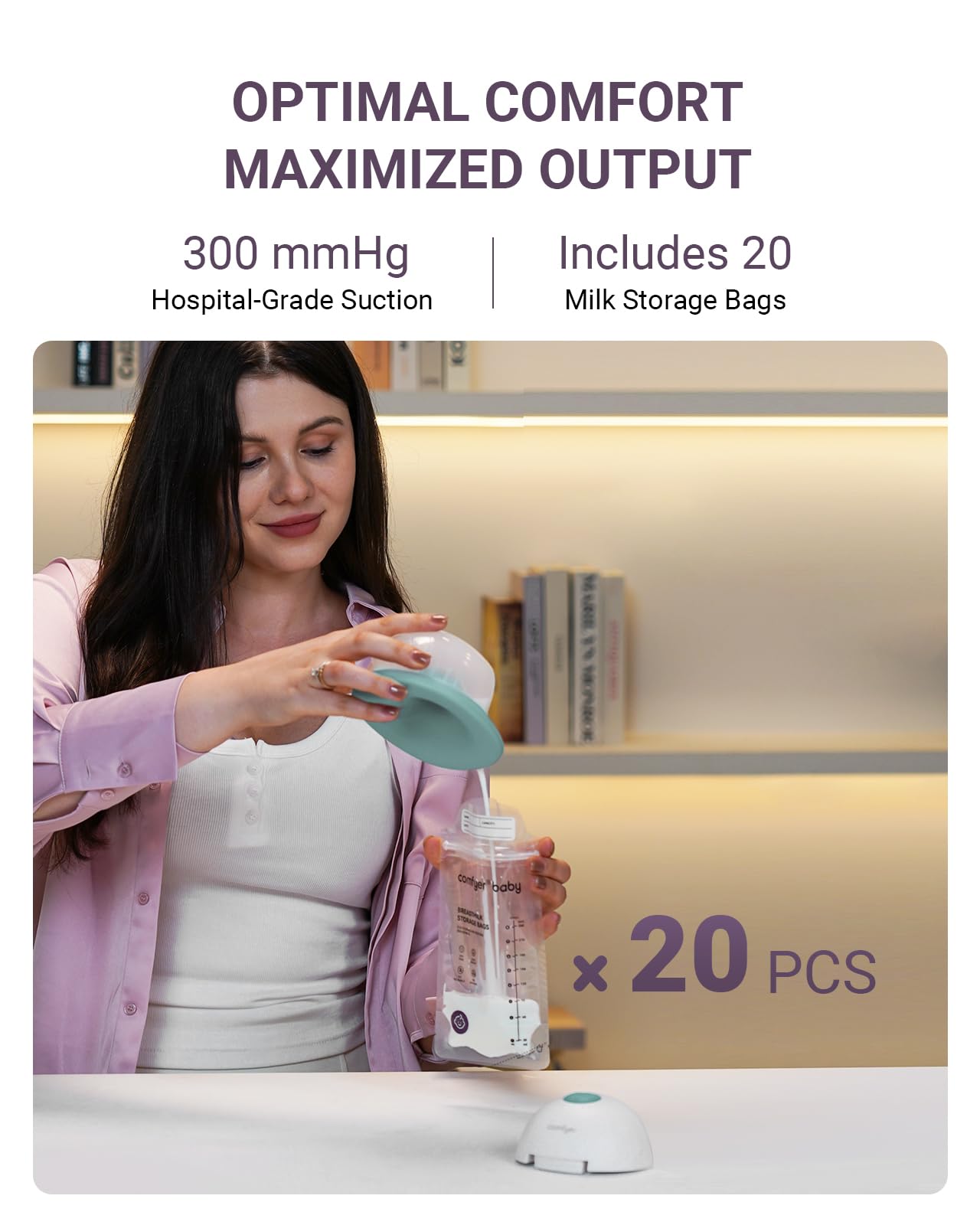 Heated Breast Pump Hands Free, Industry-Leading Heating Tech, Innovative Magnetic Charging Base, App Discreet Control, 20pcs Breastmilk Storage Bags Included, Hospital-Grade Suction, 2 Pack