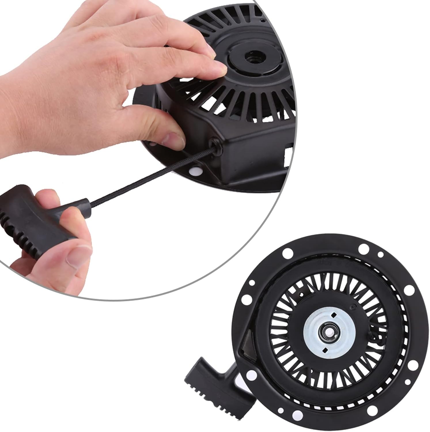 Starter, Black Starter Pull Start Assembly, Pull Starter Assembly for Tecumseh 90746 OHH0 OHH6 OHH60 HM80 HM90 HM100