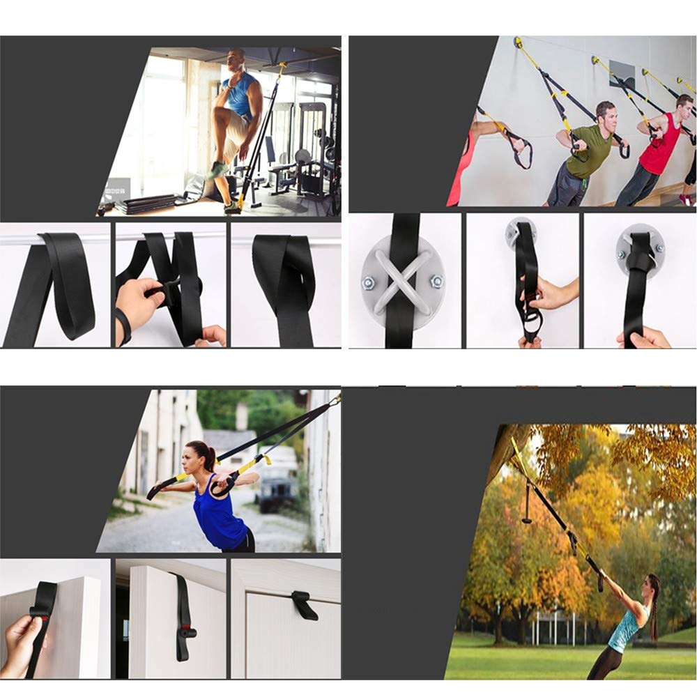 Allenamento Sospensione Cinghie di Sospensione per Fitness Body Training Incluso Ancoraggio per Porta Supporto Cinghia di Fissaggio per l'allenamento di Tutto Il Corpo