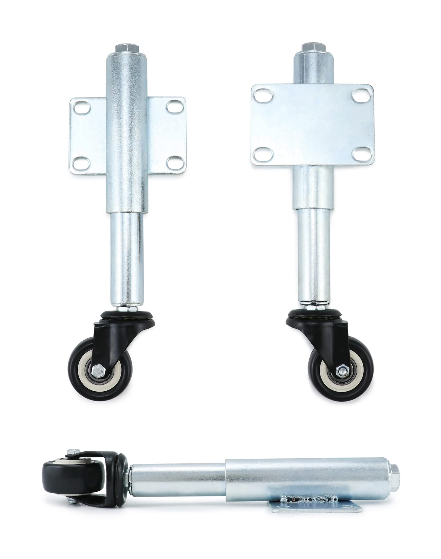 QWORK® 2Pcs Roulette Roulant avec Ressort, Roulettes pour Portails Lourds, Meuble et Chariot - Ø50 mm - Capacité de Charge 60 kg Chacun