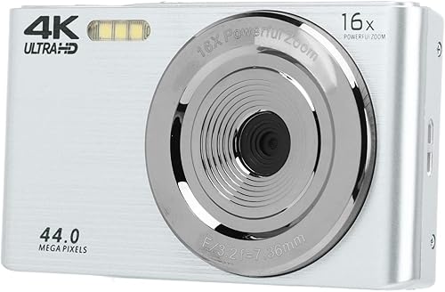 Cámara digital con zoom 16X para fotografía de viaje, pantalla de 2.8 pulgadas, cámara 4K de 44 MP, cámara de carcasa de plástico a prueba de golpes