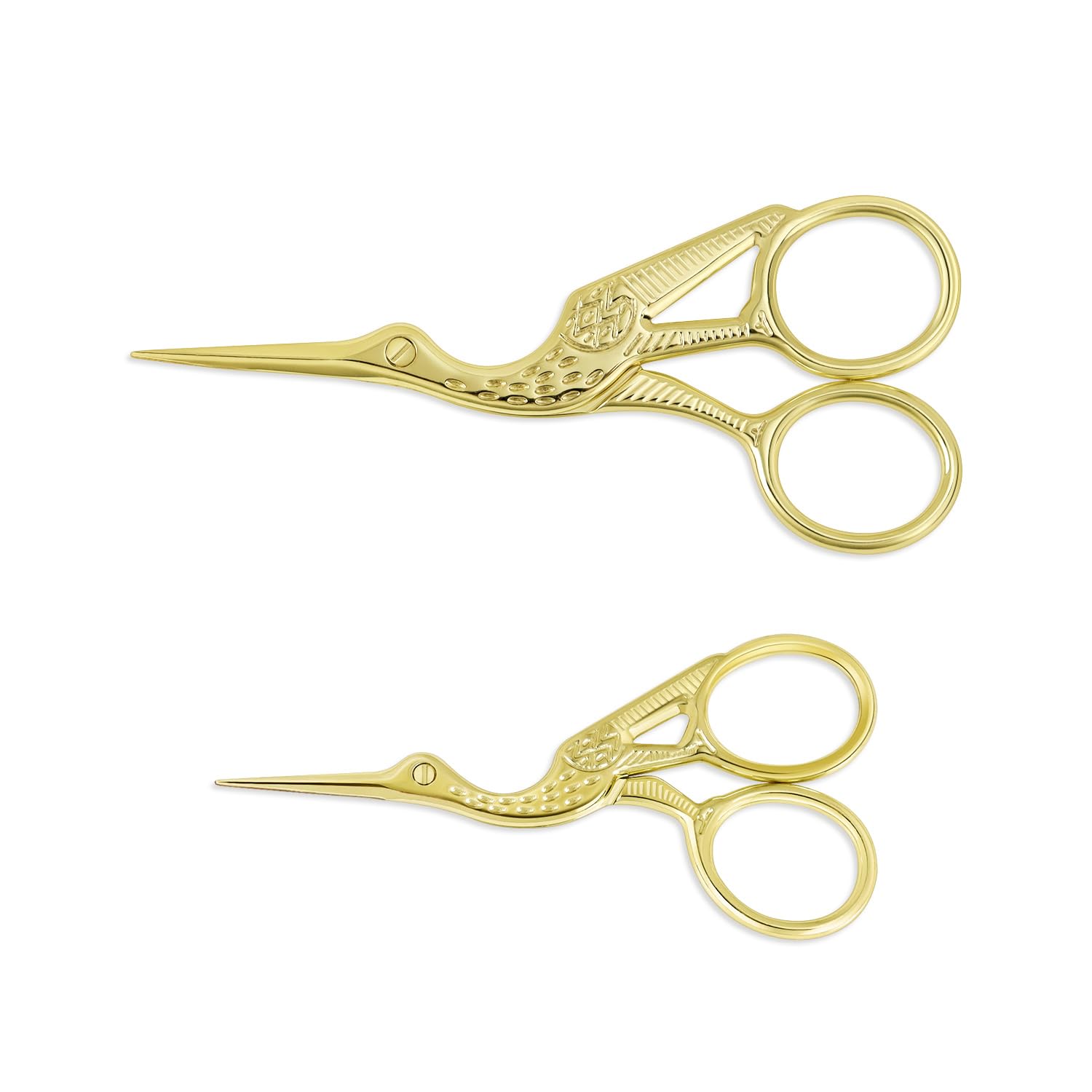 Golden Stork Embroidery Scissors Stainless Steel Sharp Tip Sewing Scissors for Everyday Use, Art Work, Needlework (1 Pcs 4.5Inch and 1 Pcs 3.6Inch)
